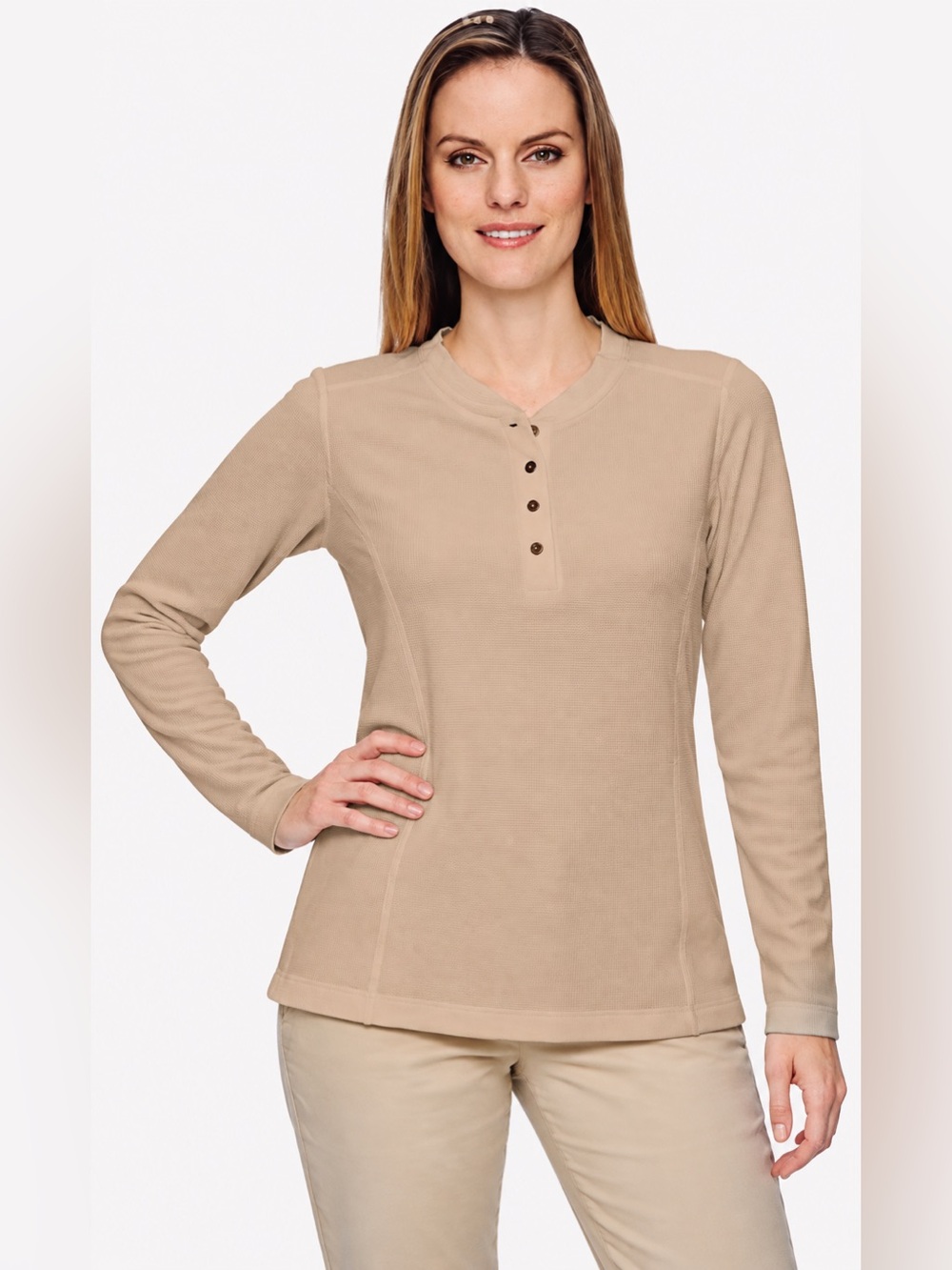 North End Ladies Performance Waffle Henley